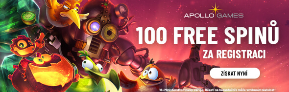Bonus 100 free spinů za registraci v casinu Apollo Games