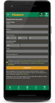 Registrace u Chance Vegas online z mobilu