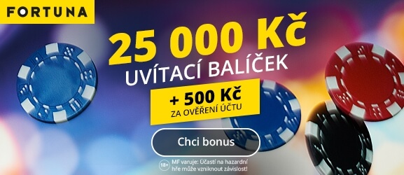 Fortuna Casino - 500 Kč na ruku a bonus 25 000!