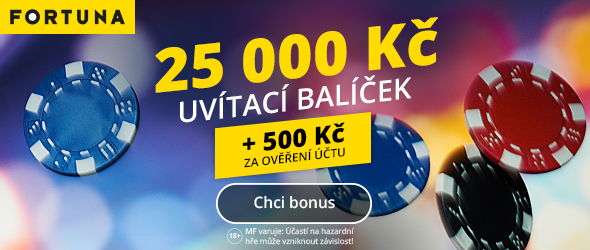 Fortuna Casino - 500 Kč na ruku a bonus 25 000!
