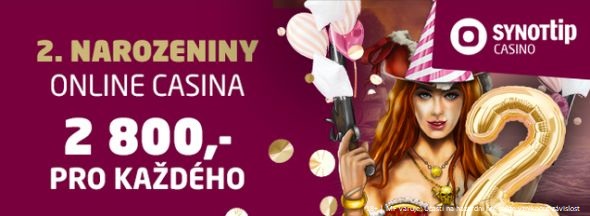 SYNOTTIP casino slaví 2.narozeniny a naděluje dárky