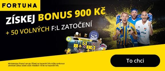 bonus 900 Kč a 50 spinů zdarma u Fortuny