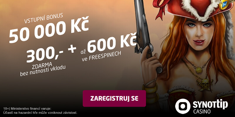 SYNOT TIP bonus pro nováčky 300,- a FS za 600 Kč