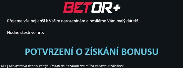 Betor vám k narozeninám připíše bonus 50 Kč