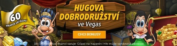 Hugova dobrodružství ve Vegas - Vyzvedněte si až 120 free spinů.