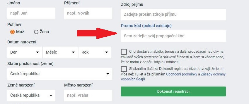 Betano promo kod v registračním formuláři nevyplňujte