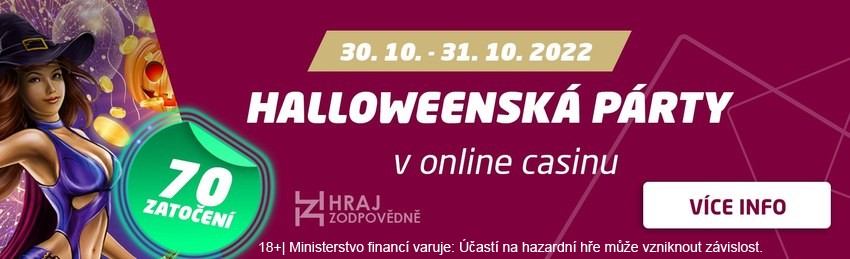 Halloweenská párty - Získejte až 70 free spinů v SYNOT TIP casinu.