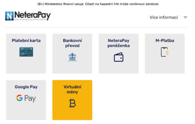 NeteraPay M-platba dobíjení