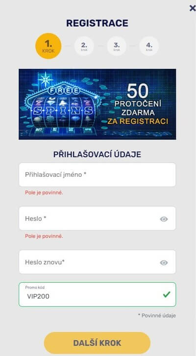 VIP promo kód Forbes casino - kde zadat do formuláře
