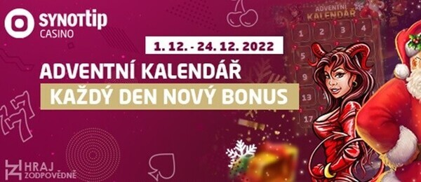 Adventní kalendář v SYNOT TIP casinu - každý den s bonusem