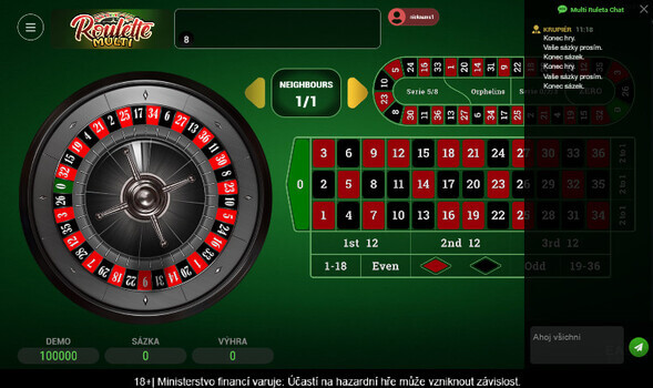 Ruleta Multi v online casinu Chance Vegas