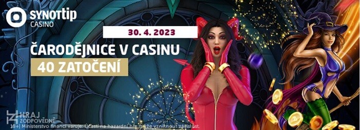 Čarodějnice v SYNOT TIP casinu přinesou bonus až 40 free spinů