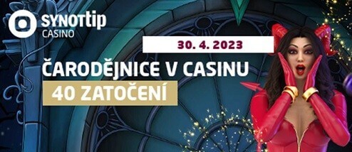 Čarodějnice v SYNOT TIP casinu přinesou bonus až 40 free spinů