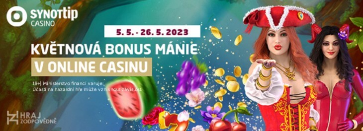 Květnová BONUS MÁNIE v online casinu SYNOT TIP