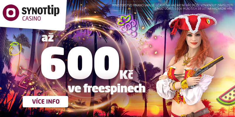 SYNOT TIP bonus až 600 Kč ve free spinech