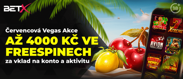 BetX: získejte červencový bonus až 4 000 Kč ve free spinech